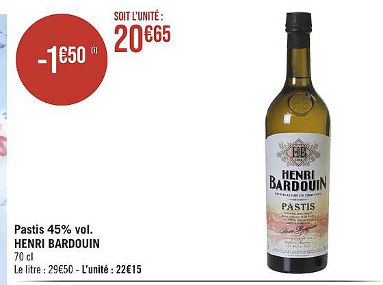 pastis 45% vol. henri bardouin