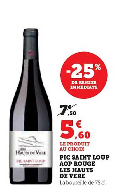 pic saint loup aop rouge les hauts de vere