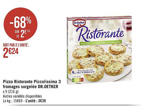 pizza ristorante piccolissima 3 fromages surgelée dr.oetker