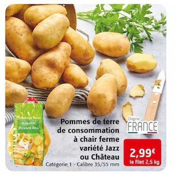 pommes de terre de consommation à chair ferme variété jazz ou château