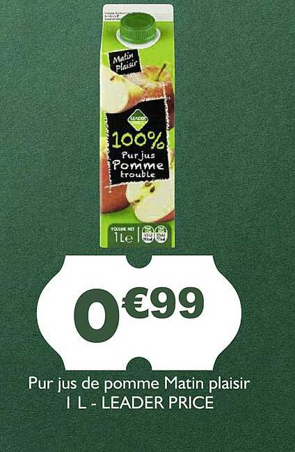 pur jus de pomme matin plaisir - leader price