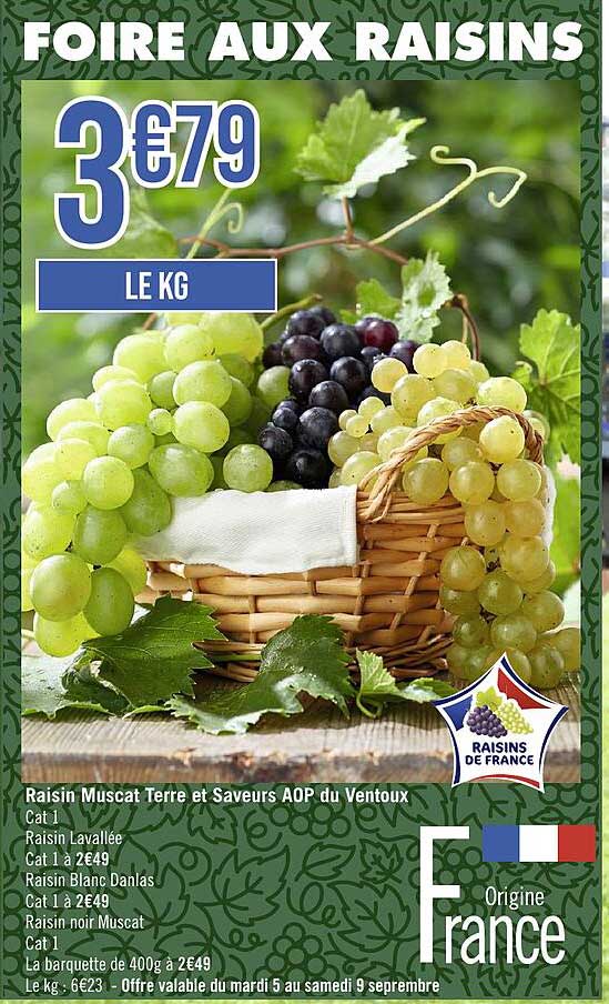 Raisin Muscat Terre Et Saveurs Aop Du Ventoux