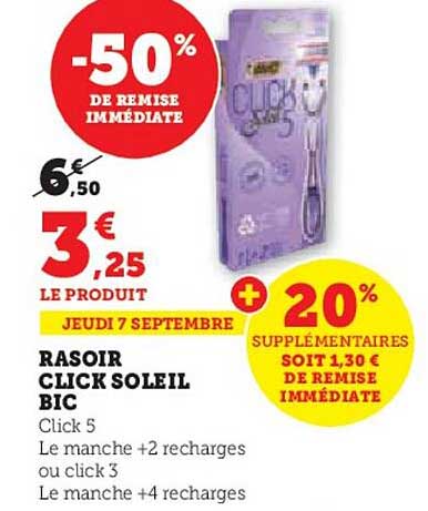 rasoir click soleil bic