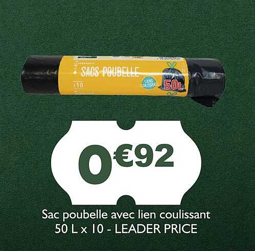 sac poubelle avec lien coulissant - leader price