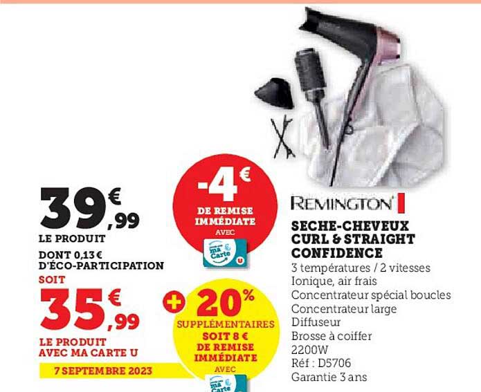 sèche-cheveux curl & straight confidence remington