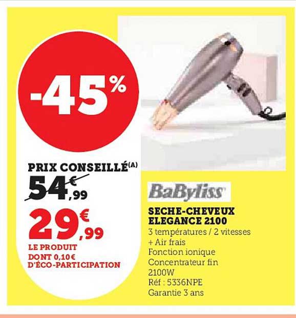 sèche-cheveux élégance 2100 babyliss