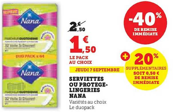 serviettes ou protège-lingeries nana