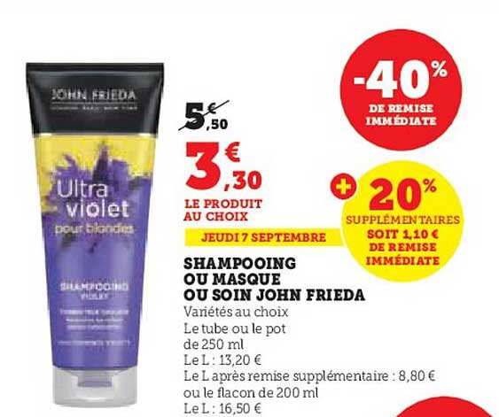 shampooing ou masque ou soin john frieda