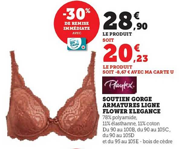 soutien gorge armatures ligne flower élégance playtex