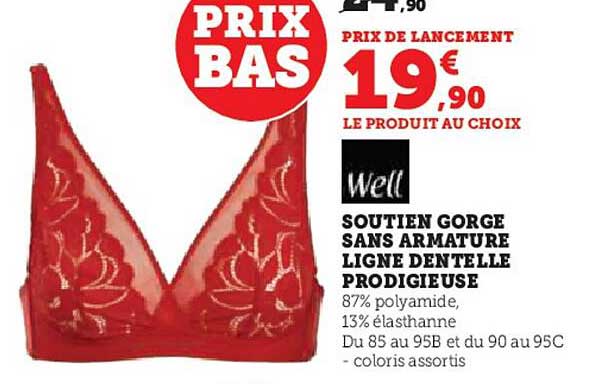 soutien gorge sans armature ligne dentelle prodigieuse well