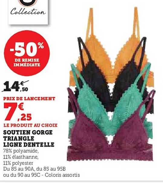 soutien gorge triangle ligne dentelle u collection