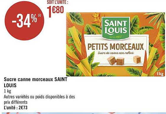sucre canne morceaux saint louis