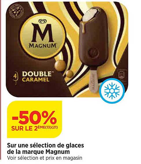 sur une sélection de glaces de la marque magnum