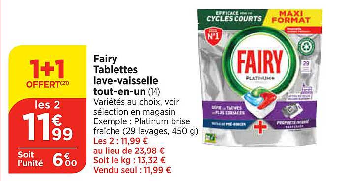 tablettes lave-vaisselle tout-en-un fairy