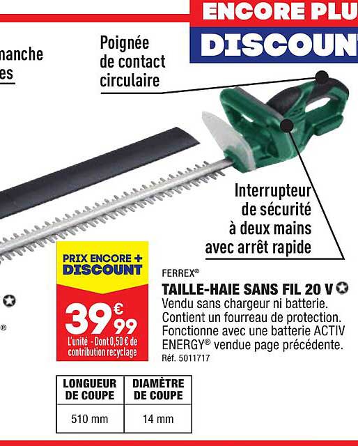 taille-haie sans fil 20 v ferrex