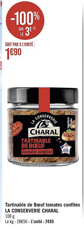 tartinable de boeuf tomates confites - la conserverie charal