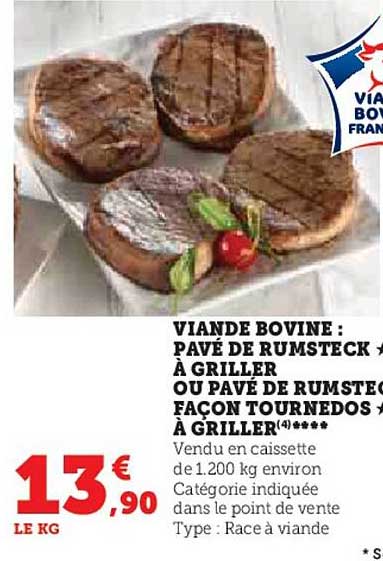 Viande Bovine : Pavé De Rumsteck à Griller Ou Pavé De Rumsteck Façon Tournedos à Griller
