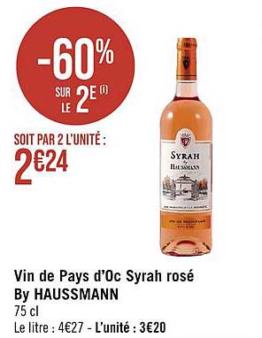 Vin De Pays D'oc Syrah Rosé By Haussmann