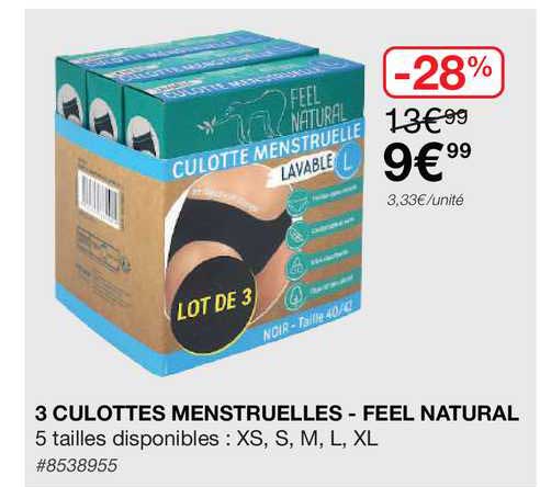 3 culottes menstruelles - feel natural