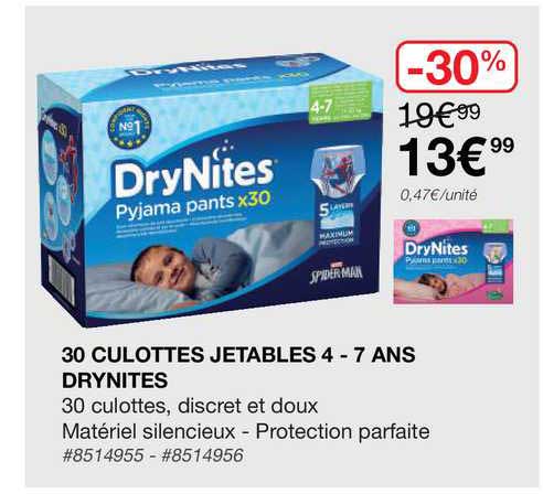 30 culottes jetables 4 - 7 ans drynites