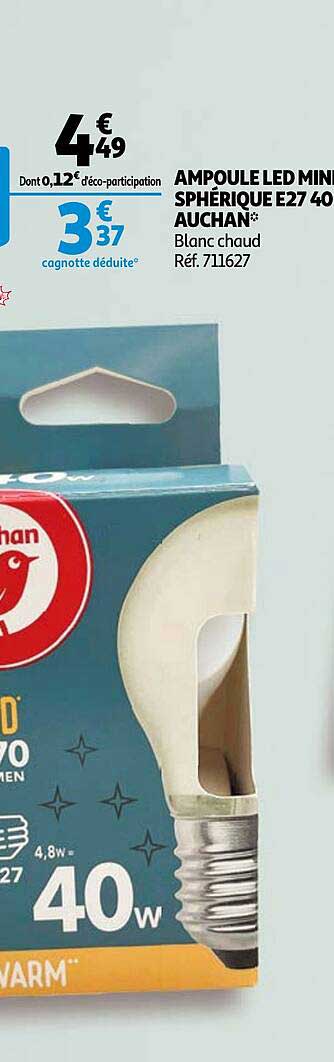 ampoule led mini sphérique e27 40w auchan