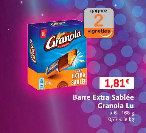 barre extra sablée granola lu
