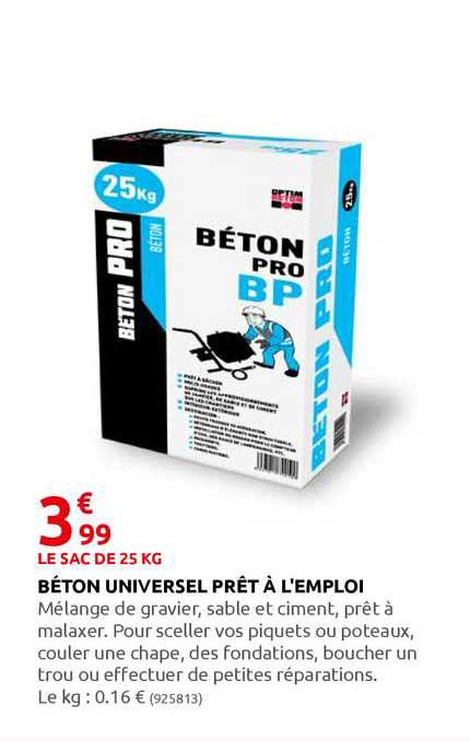 béton universel prêt à l'emploi