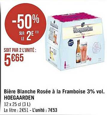bière blanche rosée à la framboise 3% vol. hoegaarden