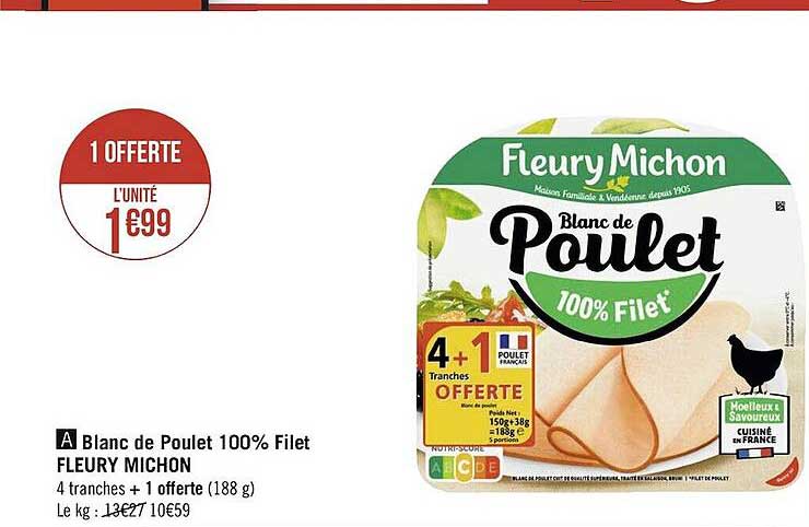 blanc de poulet 100% filet fleury michon