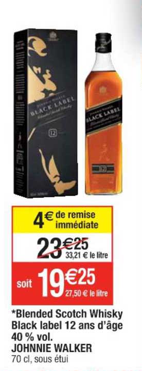 blended scotch whisky black label 12 ans d'âge 40% vol. johnnie walker