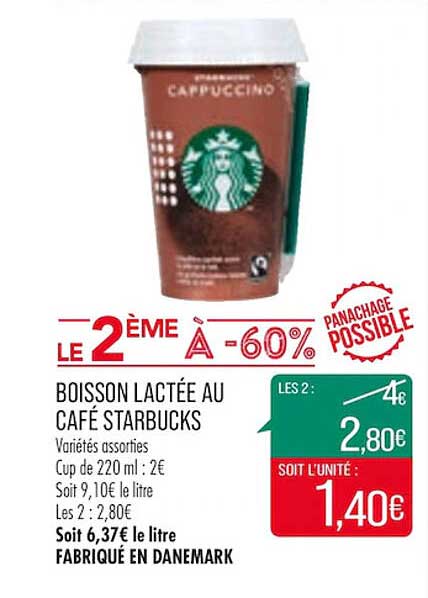 boisson lactée au café starbucks