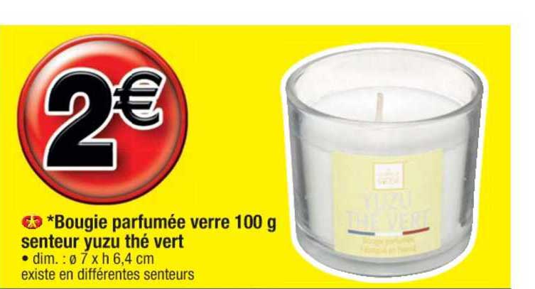 bougie parfumée verre 100 g senteur yuzu thé vert