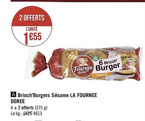 brioch'burgers sésame la fournée dorée