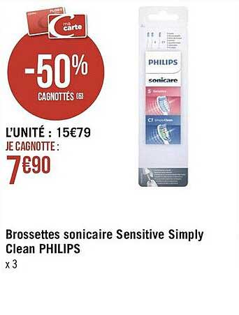brossettes sonicaire sensitive simply clean philips