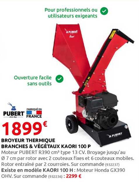 broyeur thermique branches & végétaux kaori 100 p pubert