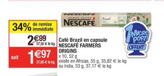 café brazil en capsule nescafé farmers origins