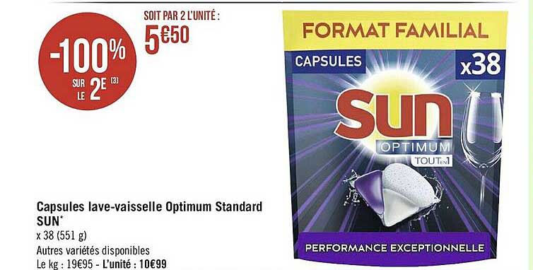 capsules lave-vaisselle optimum standard sun
