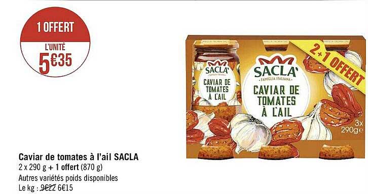 caviar de tomates à l'ail sacla