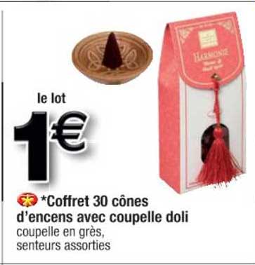 Coffret 30 Cones D'encens Avec Coupelle Doli