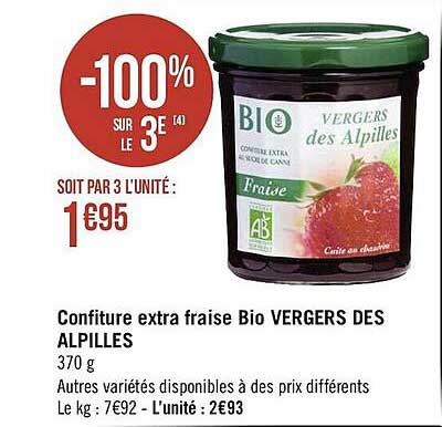 Confiture Extra Fraise Bio Vergers Des Alpilles
