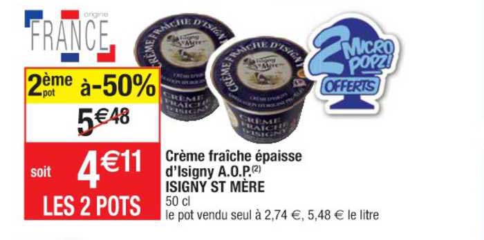 crème fraîche épaisse d'isigny a.o.p. isigny st mère