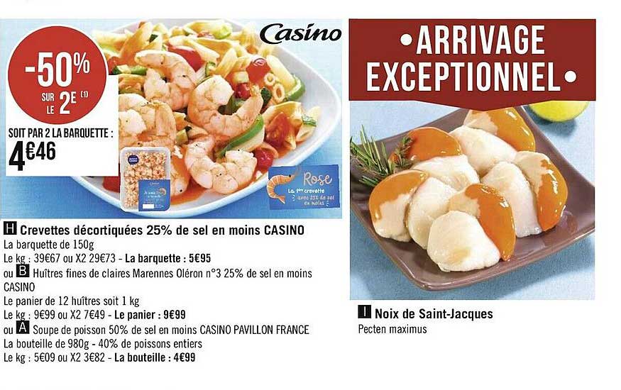 crevettes décortiquées 25% de sel en moins casino