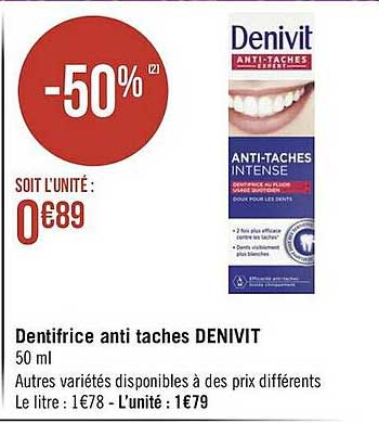 dentifrice anti taches denivit