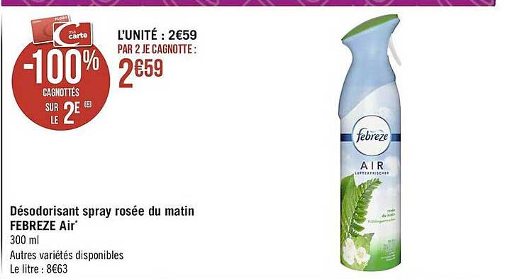 désodorisant spray rosée du matin febreze air