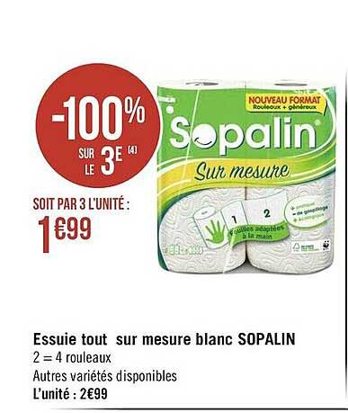 essuie tout sur mesure blanc sopalin