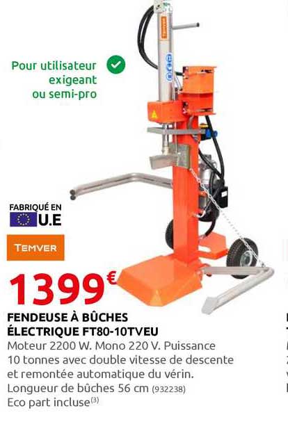 fendeuse à bûches électrique ft80-10tveu