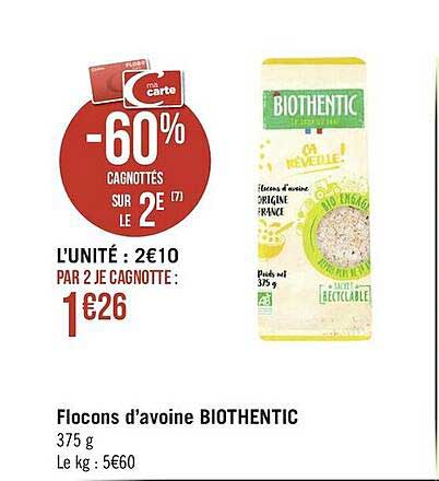 flocons d'avoine biothentic