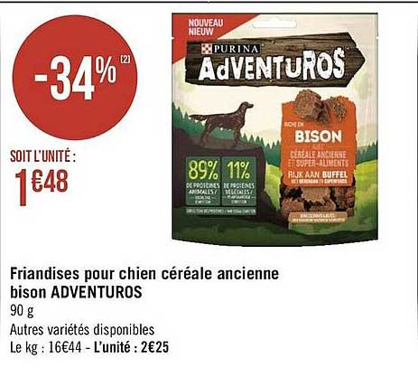 friandises pour chien céréales andienne bison adventuros