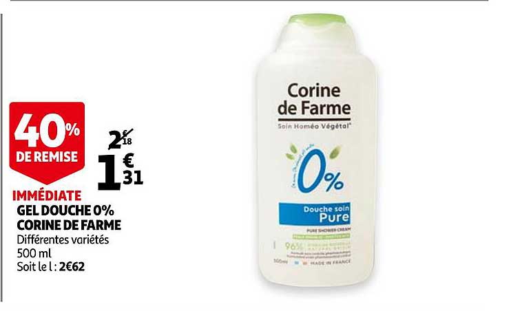 gel douche 0% corine de farme