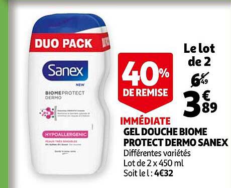 gel douche biome protect dermo sanex